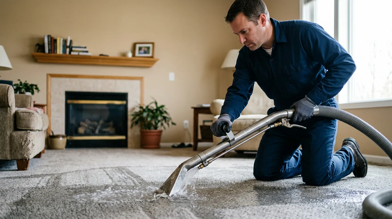 Water damage restoration technician working near Middle Island, NY